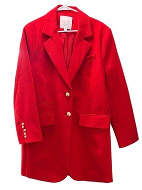 Le'AL.X Women's Elegant Red Blazer w/ Gold Button Details Size Large